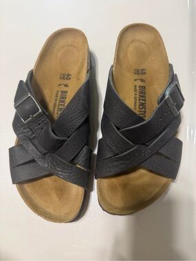 Birkenstock Black Crisscross Buckle Slide Sandals